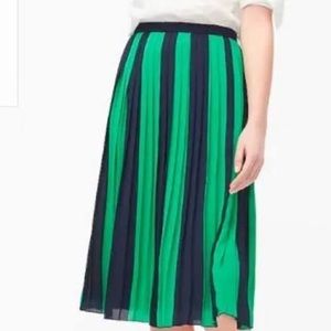 J. Crew pleated navy and green skirt